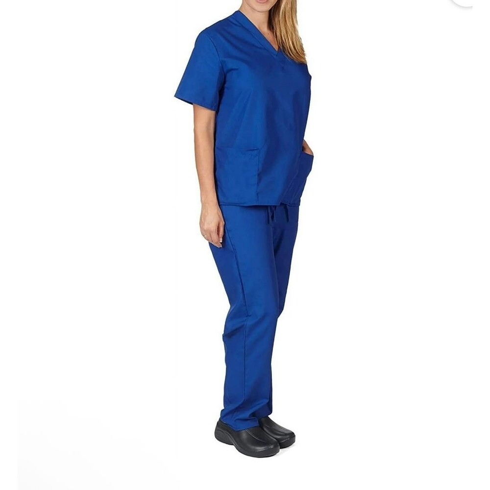 Natural Uniform Royal Blue Women's Modern Fit Cool Stretch Large Scrub Set S - Picture 2 of 6